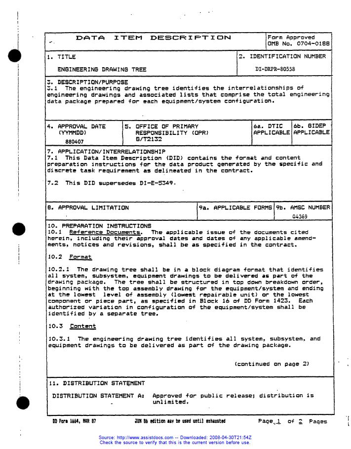 DID Engineering Drawing Tree SE Goldmine